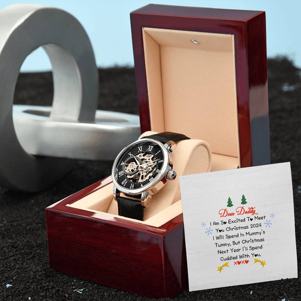 FOR NEW /EXPECTING DAD OPENWORK WATER RESISTANT WATCH