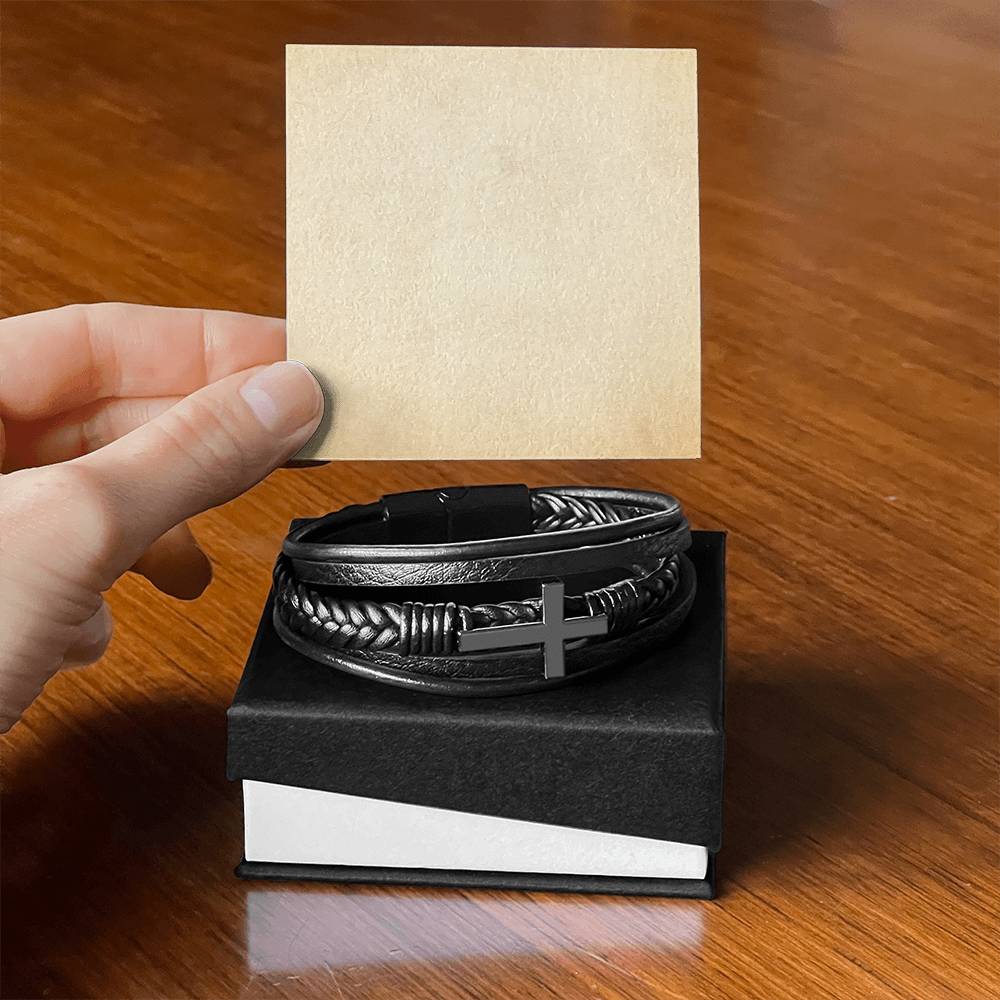 MEN'S CROSS LEATHER BRACELET