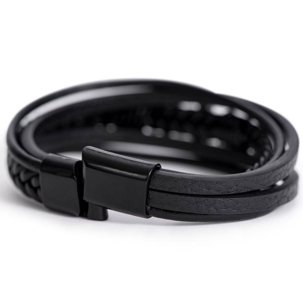 MEN'S CROSS LEATHER BRACELET